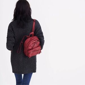 MADEWELL LORIMER GENUINE LEATHER RED MINI BACKPACK